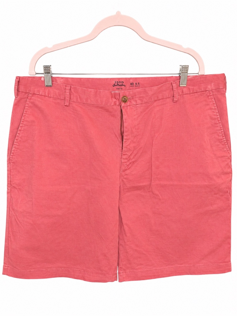 Izod Men's Coral Pink Flat Front Chino Shorts